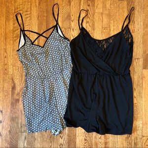 LOT OF 2 H&M Rompers Black White Lace Chevron